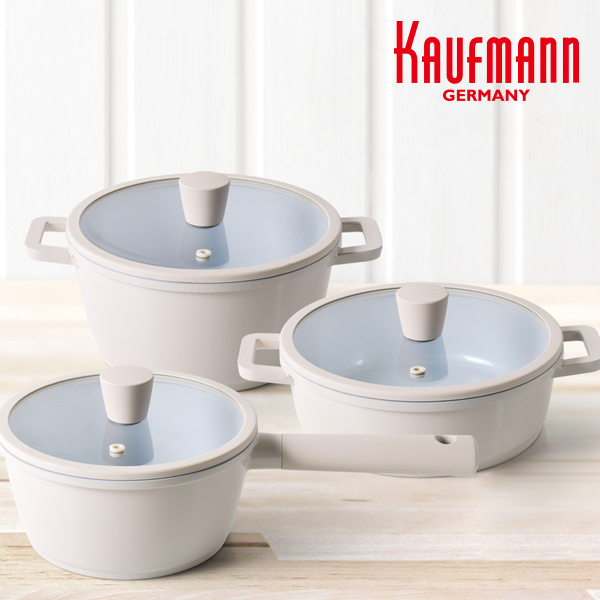 [Kaufmann] 카우프만 데이지 IH 세라믹 냄비 3종 A 세트 (편수18cm+양수20cm+전골20cm)